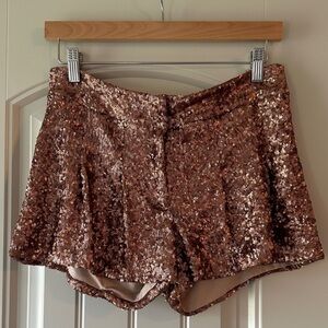 Bebe Rose Gold Sequin Shorts